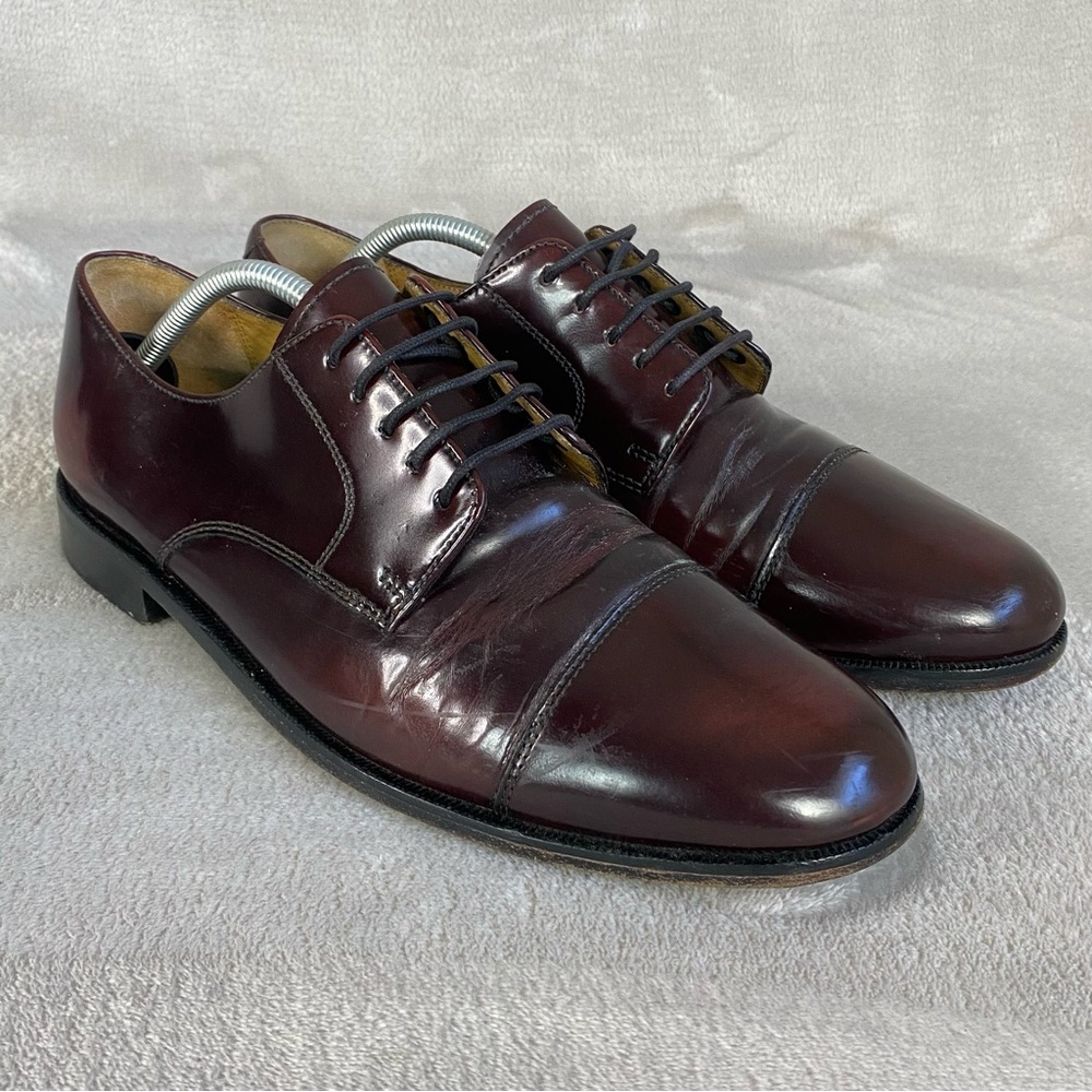 Cole Haan Caldwell Men's Oxford Dress Shoes Size 11 D Burgundy Leather Cap Toe
